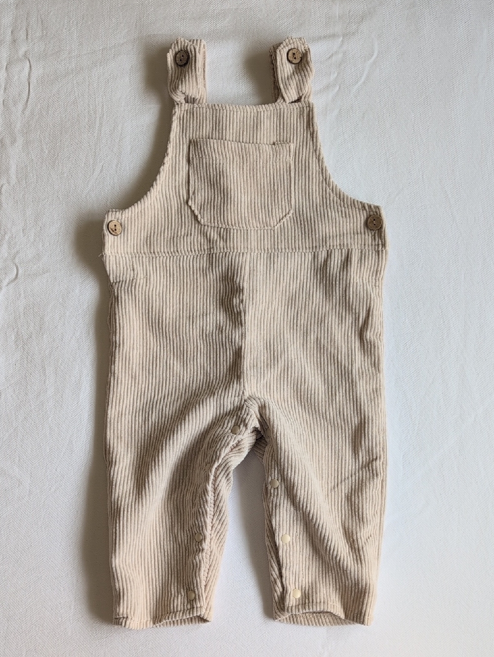 patpat cotton corduroy overalls cream beige neutral unisex 6-9 months baby